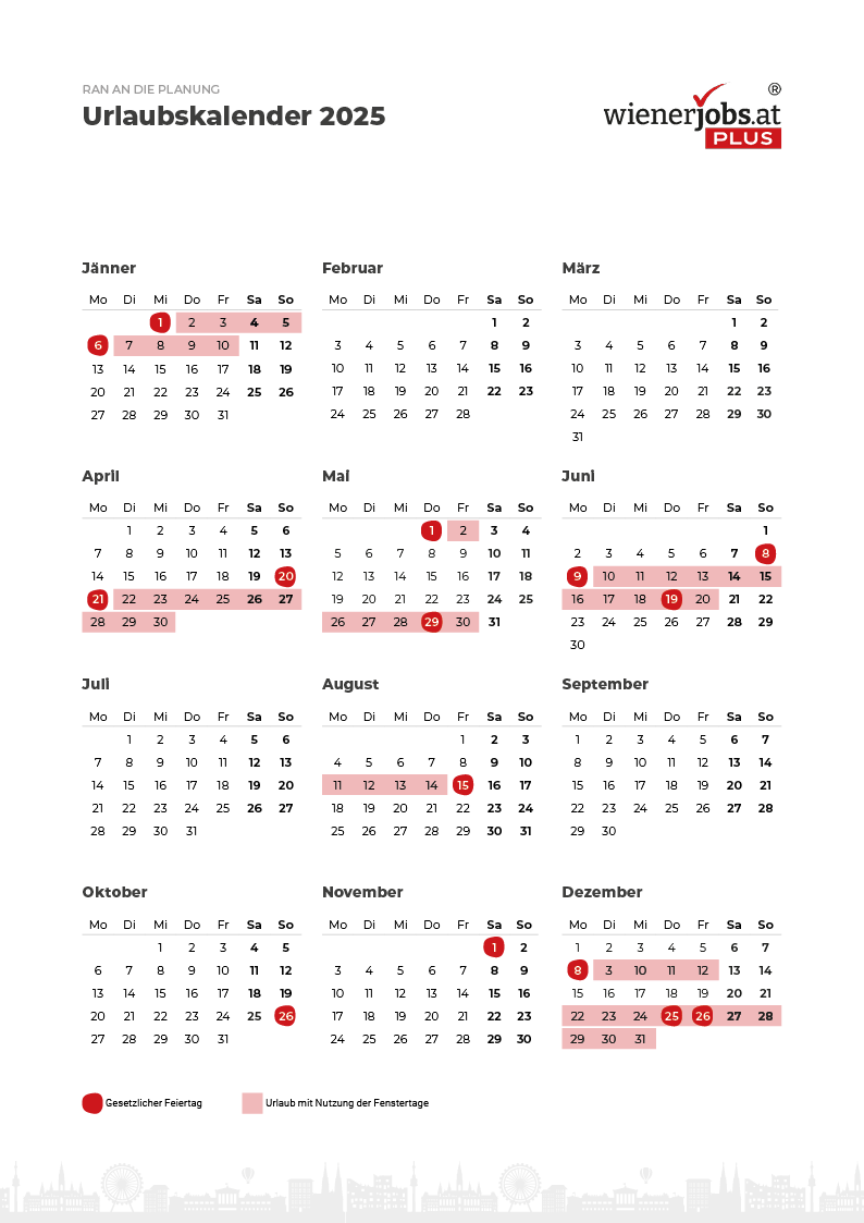 Urlaubskalender Fenstertage 2025